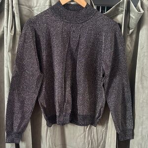 T Tahari Black Sparkle Turtleneck Sweater